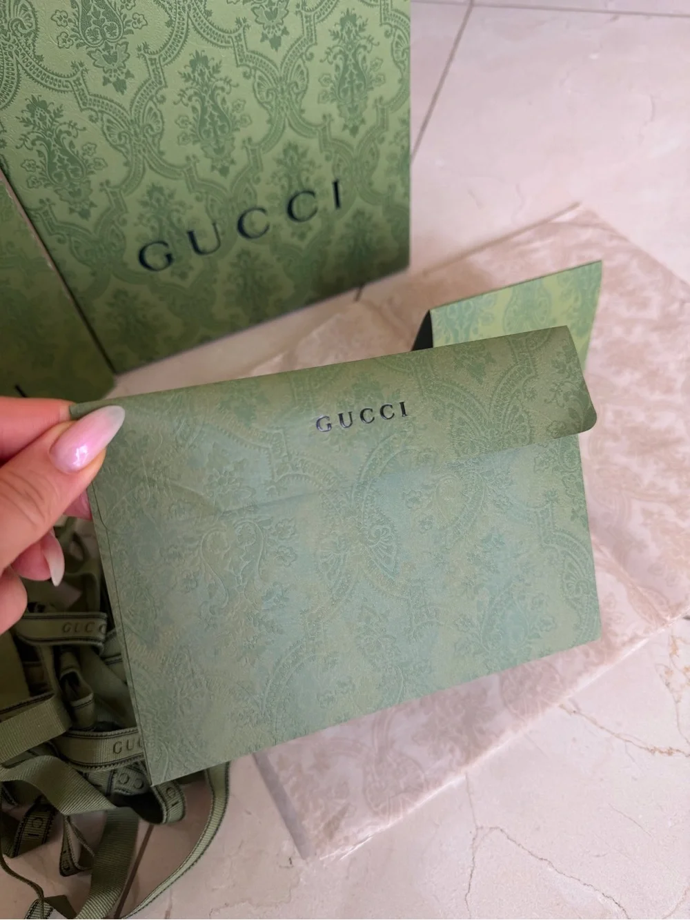 2 authentic Gucci Green Gift Box and Accessories Set
